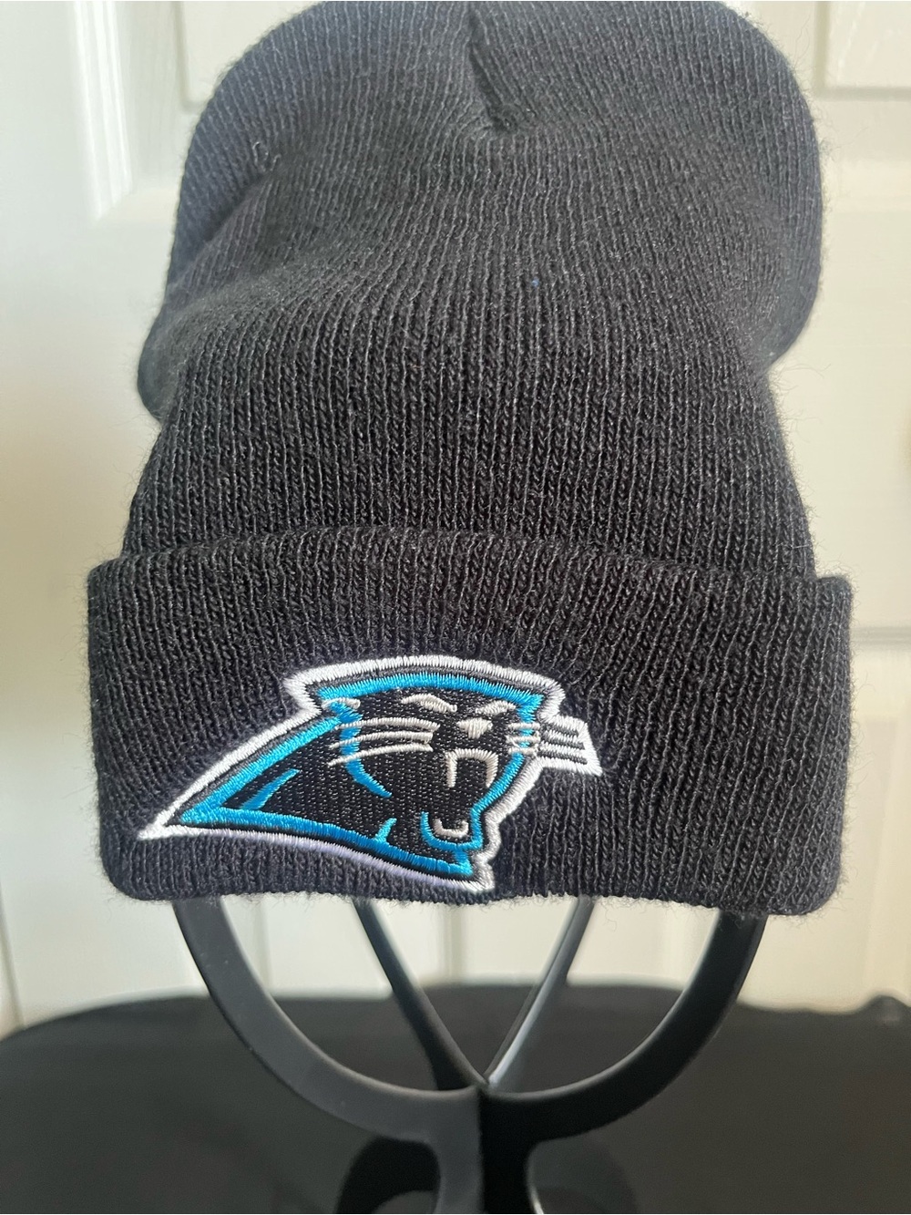 NFL Carolina Panthers Black Cuffed Knit Beanie with Team Logo